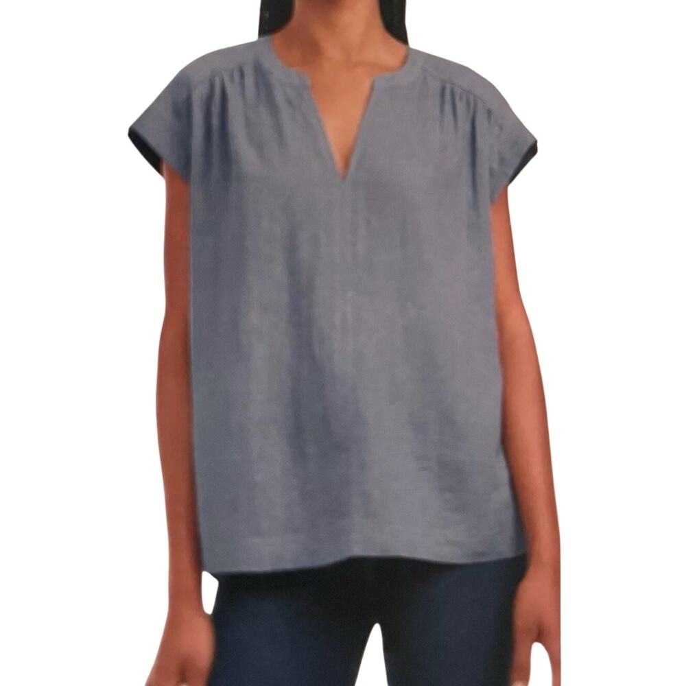 Splendid Women's Split Neck Cap Sleeve Blue Top size XXL